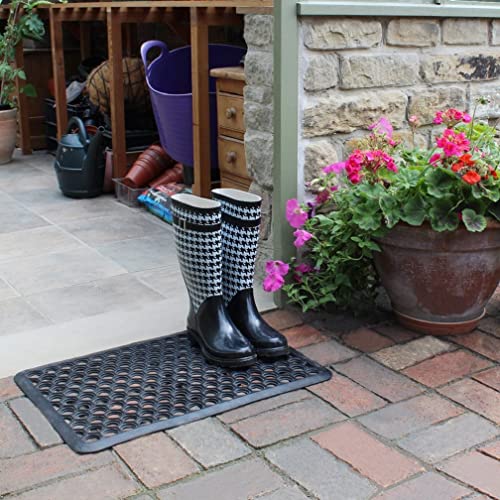 JVL Honeycomb Outdoor Rubber Ring Entrance Floor Door Mat 40 x 60 cm