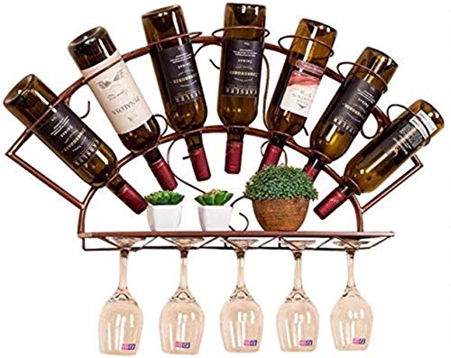NEOCHY Wine Rack Modern Wall-Mounted Wine Bottle Display Stand Metal Floating Goblet Hanging Wine Bottle Display Stand