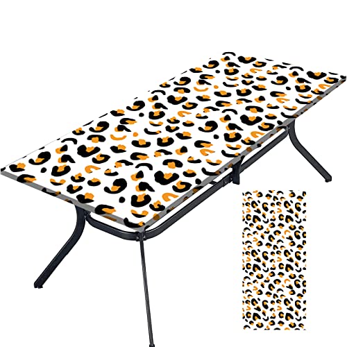 Tablecloth for Folding Table, boho Picnic Table Cover, Waterproof Fitted Table Covers for 6 Foot Tables, Elastic Rim Plastic Table Cover for Picn