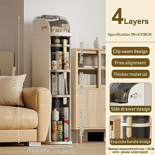 Bathroom Storage Corner Floor Cabinet, Narrow Bathroom Toilet Paper Storage Cabinet with Casters, 2/3/4 Tier Mobile Utility Cart for Bathroom, Ki