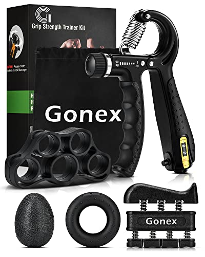 Gonex Hand Grip Strengthener with Counter, Forearm Trainer Workout Kit (5Pack), Adjustable Resistance Grip Strength Trainer, Finger Exerciser/Str