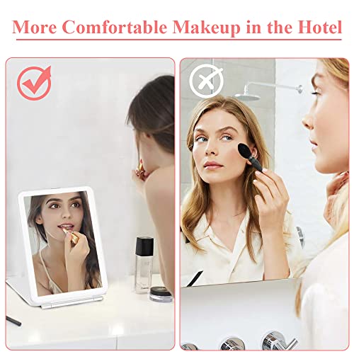 FOME Makeup Mirror with Lights, Travel Make up Vanity Mirror with 72 LED, 1x/10x Magnification Touch Screen Dimmable Lighting Rechargeable Magnif