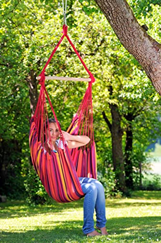 Laminvale Ltd AMAZONAS hanging chair Relax Vulcano weatherproof UV-resistant with wooden crossbar 85 cm to 120 kg colorful stripes