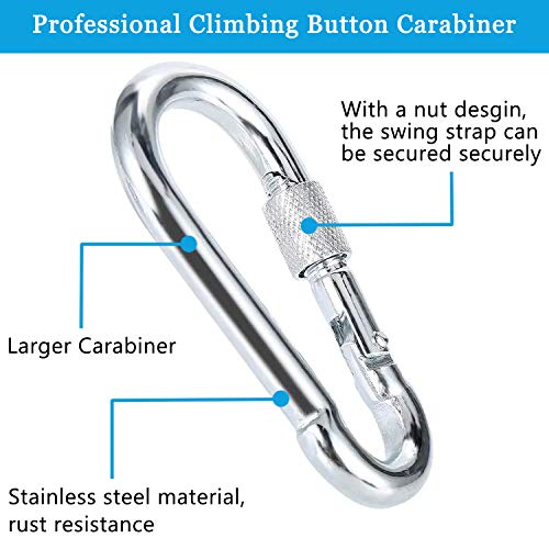 xocome Premium Tree Swing Hanging Hammock Straps - Hanging Straps 150cm With 2 Heavy Duty Safety Lock Carabiner Hooks & D-rings, Polyester Straps