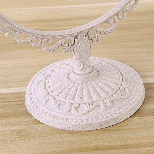 FRCOLOR Vanity Mirror 2x Magnification Heart Shape Two Sided Swivel Tabletop Makeup Mirror Beige