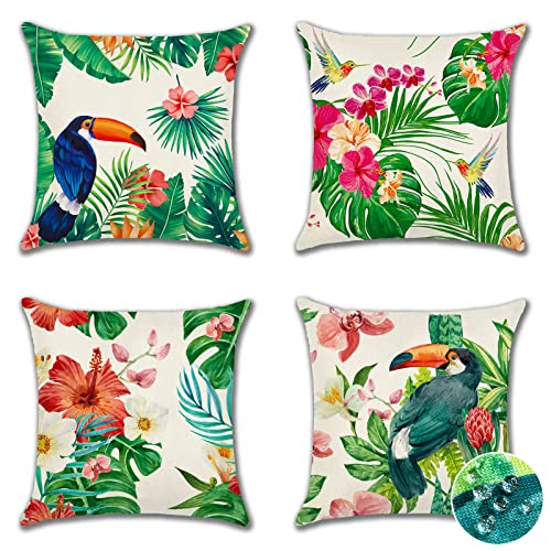 Ohok Outdoor Waterproof Cushion Covers 45x45 cm Pack of 4 Decorative Throw Cushion Covers Cushion Case for Sofa Couch Bed Living Room Outdoor Pat