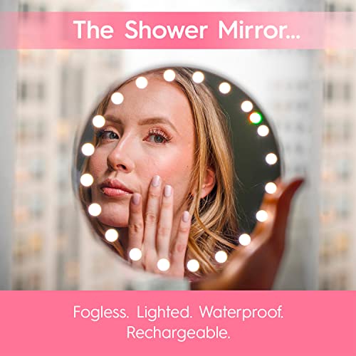 RIKI LOVES RIKI Fogless Shower and Shaving Mirror with Lights | Heated Instant Fog-Free Glass, Secure Magnetic Mount, HD LEDs and Rechargeable Ba