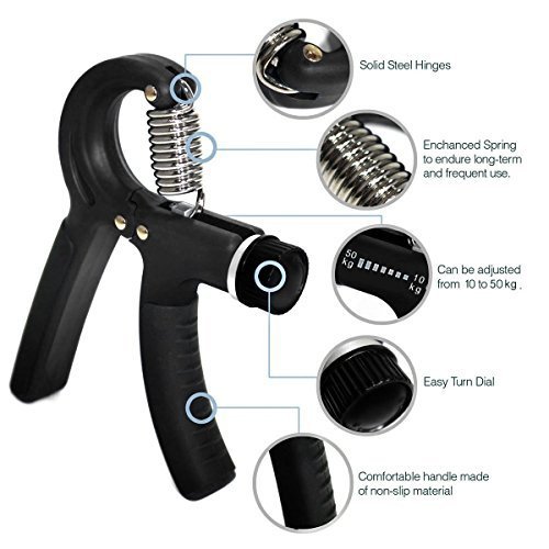 IDEAPRO Hand Grip Strengthener Adjustable Resistance (10-50kg),Hand Grip Exerciser,Forearm Grip, Hand Squeezer, Hand Exercise, Gripper, Finger St