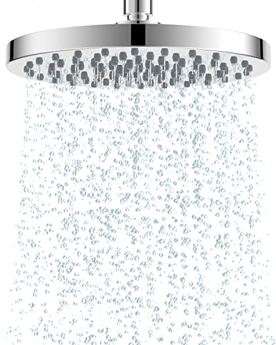 Hibbent Rain Shower Head 8 Inch, Stainless Steel Cover Rain Shower Head, Square Built-in Shower Heads, Mirror-Like Appearance, Swivelling Beam An