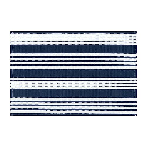 LEEVAN Black and White Striped Door Mat 24'' x 35'' Washable Hand-Woven Front Door Rug, Reversible Front Door Mats Outdoor Farmhouse Striped Laye