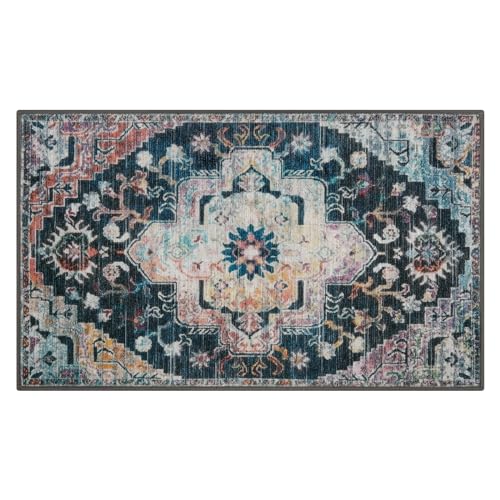 Collive Washable Indoor Door mat, Non Slip Retro Entryway Rug 20" x 32" Doormat Quick Absorbent Entrance Rug Distressed Front Door Mat, Welcome M