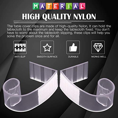Glarks 30 Pack Plastic Table Cover Clips Tablecloth Clips Table Skirting Clips with Hook and Loop for 1 3/ 5 to 1 4/ 5 inch Table Great for Indoo