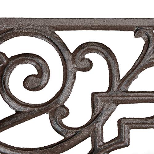 Relaxdays Rustic Door Mat Rectangle, 2 x 52 x 32.5 cm, Cast Iron Doormat in Art Nouveau Style Floor Mat Robust Powder-Coated Metal Welcome Mat, A