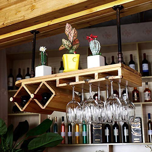 PIBM Household Solid Wood Wine Rack | Inverted Living Room Simple Cup Holder | Bar Decorated Wine Rack | Hanging Solid Wood Goblet Rack 80/100X28
