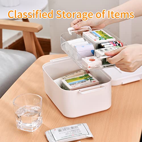 Liangduo Medical Box Storage Box, Fold 2-Layer First Aid Box,Portable Medicine Container Box With Mini 3 Compartment,Household Medicine Cabinet O