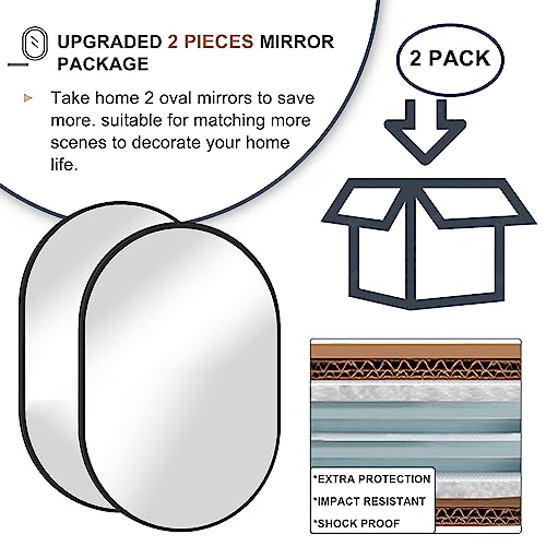 NEUWEABY Oval Bathroom Mirror Capsule Wall Vanity Mirror, 2 Piece 20"x30" Pill Mirrors Wall Mounted Mirror, Large Modern Mirror with Gold Metal F