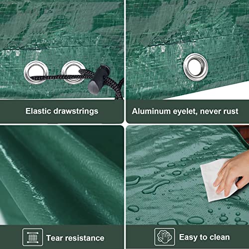 PATIO PLUS Garden Chair Cover – Outdoor Patio Chair Waterproof Cover for Storage – Heavy Duty, All Weather Green Polyethylene Furniture Cover wit