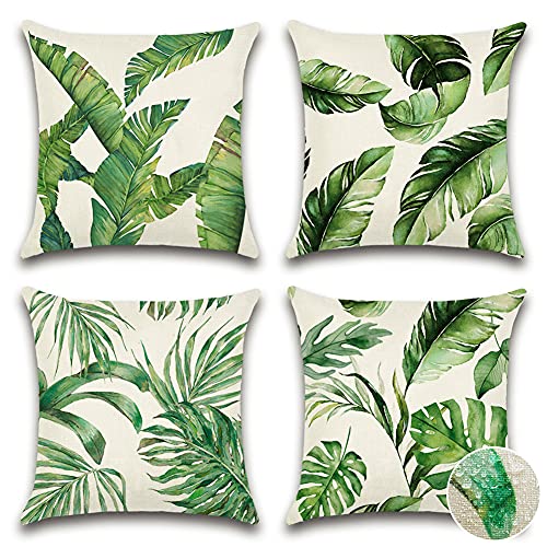 JOTOM Outdoor Decorative Cushion Covers 45x45cm Tropical Plants Waterproof Throw Pillow Covers Square Cushion Cover Garden Throw Pillow Case for