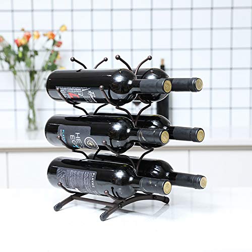 KLGO Wine Rack for Countertop,Wine Storage Shelf for Pantry Cabinet,can Hold 6 Bottles,6 Bottles Countertop Stainless Steel Metal Red Wine Storag