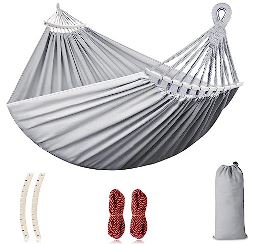 Outdoor Hammock, Super Soft and Breathable, Mesh Hammock Made of Cool Nylon with Wooden for Indoor, Balcony, Garden, Camping, Backpacking