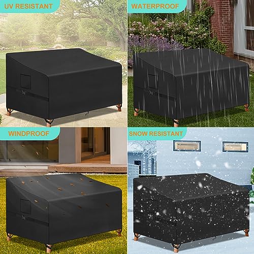 Kovshuiwe 4 Seat Garden Bench Cover Waterproof Oxford Fabric,Protective Cover for Garden Seat,Waterproof, Windproof, Heavy-duty,4200D Oxford Fabr