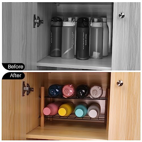 Nothing burger Water Bottle Organiser for Cupboard, 2-Tier Stackable Plastic Water Bottle Storage Bamboo, Wine Cupboard Storage Racks Holds 8 Bot