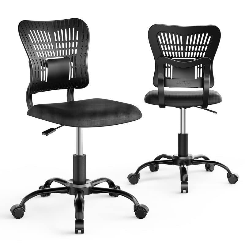PALONE Adjustable Office Chair Ergonomic Desk Chair 360° Swivel Computer Gaming Armless Chair Mesh Task No Arms Chair with S-Back Support Comfy C