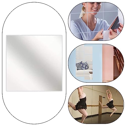 PengLAI Wall Mirror Bathroom Mirror,18 Pcs Flexible Mirror Sheets Self-adhesive Plastic Mirror Tiles Wall Adhesive Mirrors for Home Decoration (5