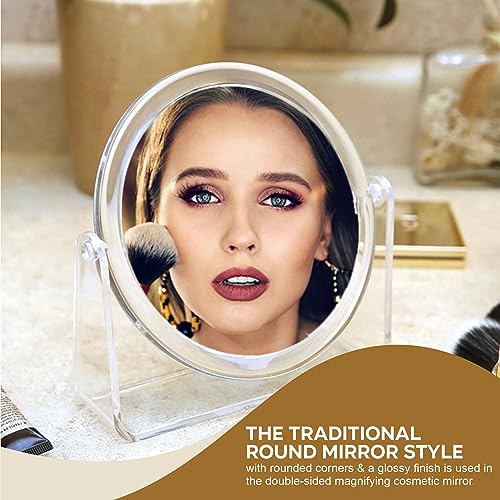 Makeup Mirror Double Sided Anti Fog Bedroom Mirror Shaving Desk 360° Rotation Dressing Table Vanity Hand Magnifying Mirror Demister Bathroom Mirr