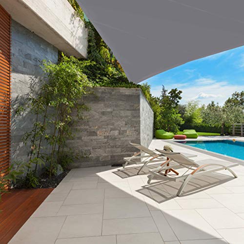 Relaxdays Shade Sail, Triangle, Water-Repellent, UV-Protection with Tethers, Balcony Canopy, 6x6x6m, Grey