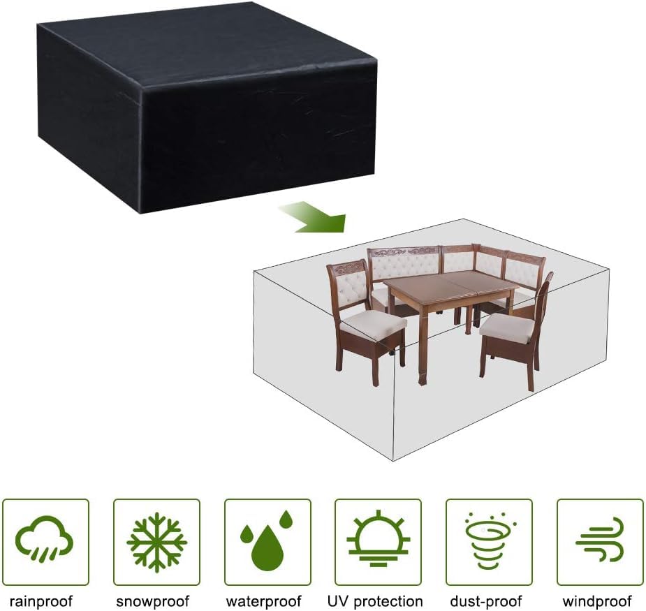 Brit Voyager Garden Furniture Covers, Heavy Duty 420D Oxford Fabric Outdoor Table Cover, Rattan Patio Furniture Cover Waterproof, Anti-UV (190*19