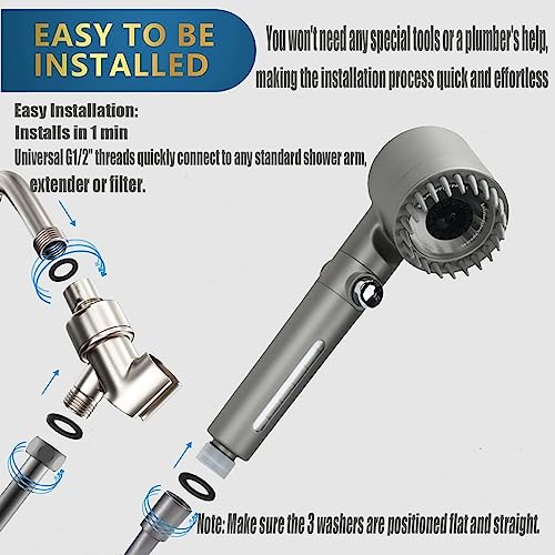 Shower Head high-Pressure 4-Mode Electric Shower, Handheld Shower Head, Adjustable spa Shower Head, Latest Powerful Shower Head, Equipped with 1.