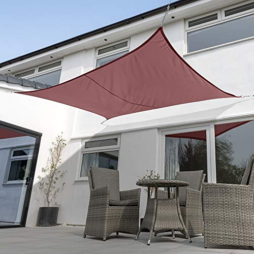 Kookaburra Waterproof Garden Sun Shade Sail Canopy in Marsala Red 98% UV Block (4m x 3m Rectangle)