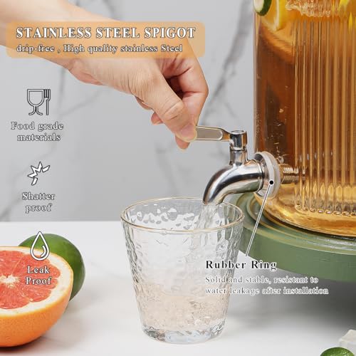 Evanda Glass Beverage Dispenser with Leakproof Stainless Steel Tap, 5.5L Iced Beverage Dispensers, Drink Dispenser for Fruit Teapot for Making Ic