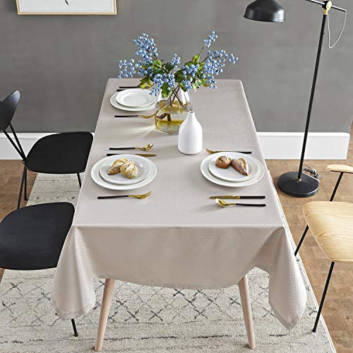 HSYLYM Waterproof Table Cloth Rectangular Polyester Washable,Plain Table Cover Suitable for Indoor and Outdoor Use,Ecru,135x240cm(53x94in)
