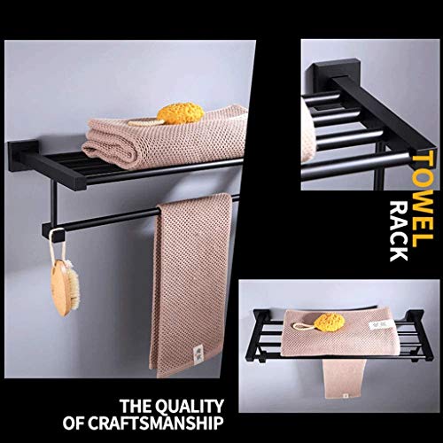 N/A Space Aluminum Towel Rack, Wall-Mounted Towel Holder Organizer Towel Shelf Storage Rail for Bathroom Kitchen