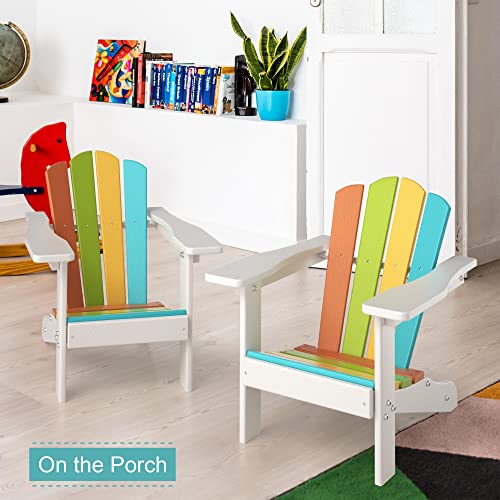 TORVA Kids Adirondack Chair, Outdoor Garden Chair for Children, Adirondack Chairs for Patio Porch Patio Backyard Fire Pit, Recyclable & Weather R
