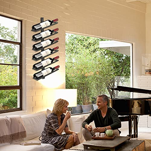 Giyiprpi Wall Wine Rack Bottle Rack for 6 Bottles, Metal Wine Rack Hanging Wall Mounted Wine Bottle Racks, Wall Shelf Wine Storage Rack for Kitch