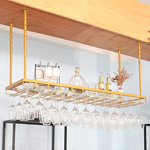 Rustic Wine Rack Wall Mounted with Light & Glass Holder, Adjustable Hanging Bar Wine Glass Rack Ceiling, Bottle Holder Wine Shelf Shelves for Bar