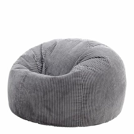 icon Kingston Large Bean Bag, Jumbo Cord Bean Bag, Charcoal Grey, Bean Bag chair for Adults with Filling Included, Comfortable Lounging Chair for