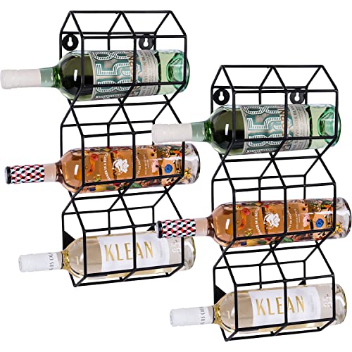 Cherry Picked Goods Modern Wine Rack Wall Mounted – Small Black Wine Rack Holder – Wall-Mounted Wine Rack – Boho Nordic Anthro-Dupe - Wine Wall D