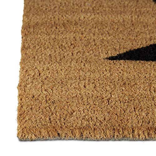 Relaxdays Natural Coconut Fibre Coir STAR Doormat Door Mat Welcome Mat w/ Anti-Slip Rubber PVC Underside, Brown
