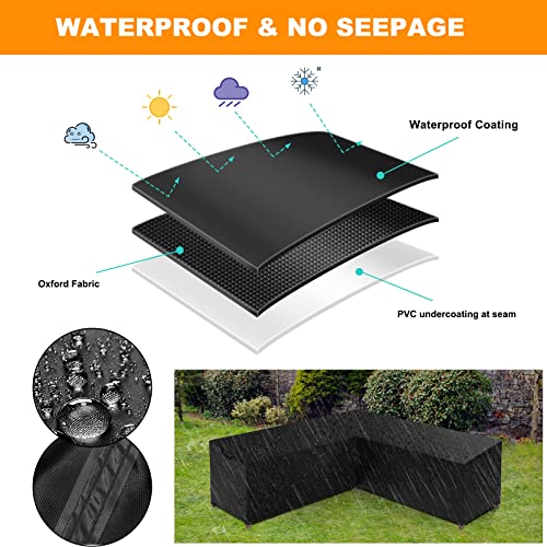 Garden Furniture Covers Waterproof V shaped,lounge & cocktailsessel Rattan Corner Sofa Covers for Outdoor patio Sectional cover,Heavy Duty 600D O