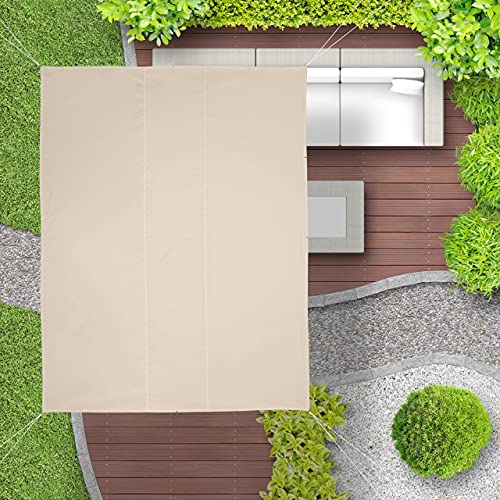Relaxdays Rectangular Sun Sail 3.5 x 4.5 m Water-Repellent UV Resistant with Tension Ropes Patio Balcony Beige