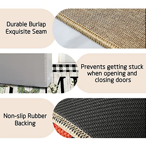 ORTIGIA Welcome Christmas Poinsettia Doormat Indoor Outdoor Patio Eucalyptus Leaves Door Mats Non-Slip Durable Entrance Mat for Home Entrance, Ou