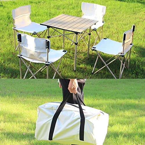 FMXQYH Camping Chair Folding Outdoor Patio Furniture Sets, 5 Piece Foldable Patio Table and Chairs, Portable Backpacking Chairs for Lawn Concert