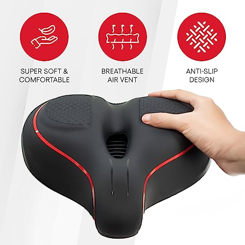 TrubliFit Replacement Extra Wide Bike Seat for Peloton Bike & Bike+, Oversized Bike Seat Cushion, Bike Saddle Replacement for Women & Men, Access