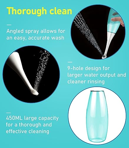 Portable Bidet 450ml/ 15oz Green Bidet Portable Travel Bidet Hygiene Care, Perineal Bottle for Postpartum Essentials, Perineal, and Pregnancy Cle