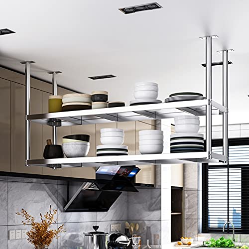 SUCHETA Wine Rack Hanging Wine Glass Rack, Modern Floating Shelves, Loft Kitchen Storage Shelf, 304 Stainless Steel Wall-Mounted Two-Tier Storage