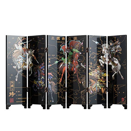 TJ Global 6-Panel Traditional Chinese Art for Home Decoration - Decorative Lacquerware, Home Decor, Lacquer, Oriental, Mini Divider (Peonies)